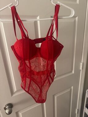 Never worn Red Lace Strappy Bodysuit - Women Intimates & Sleepwear
